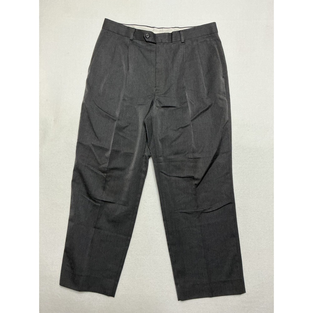 Barrington Mens Dress Pants 36x29 Charcoal Gray Flat Front Straight Leg Slacks